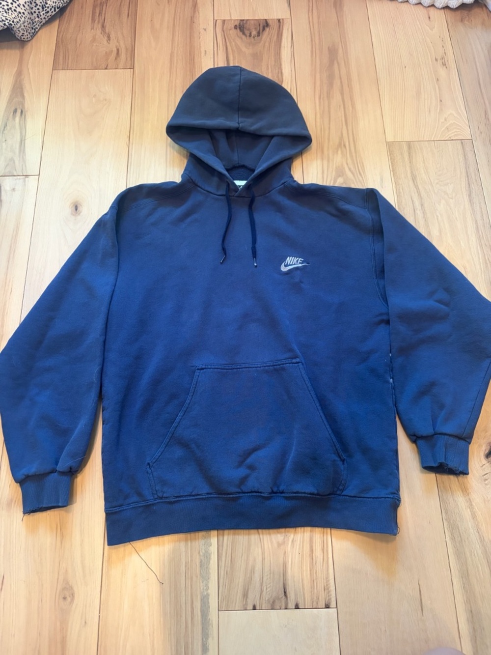 Vintage Nike Navy Blue Embroidered Swoosh Pullover Hoodie M